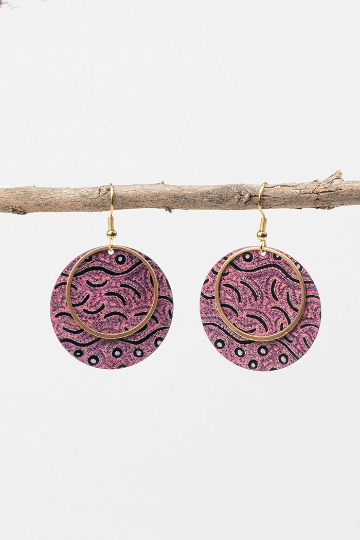 Lappi Lappi Jukurrpa 2 Layer Circle Earrings