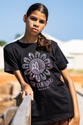 Connection Through Generations (Purple) NAIDOC WEEK 2023 Black Cotton Crew Neck Kids T-Shirt