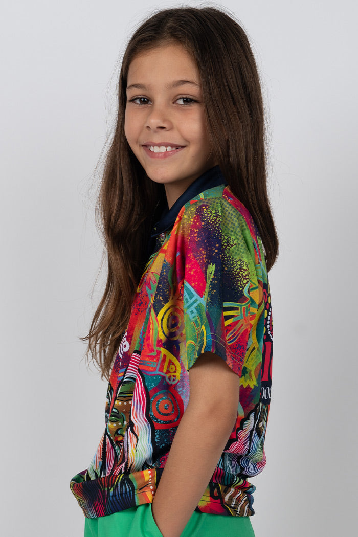 Connecting The Past To A Brighter Future NAIDOC WEEK 2023 UPF50+ Kids Polo Shirt