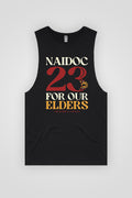 NAIDOC 23 (Red & Yellow) Black Cotton Men's Muscle Tank Top