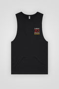 "For Our Elders" NAIDOC 23 Pocket Print (Red & Yellow) Black Cotton Men's Muscle Tank Top