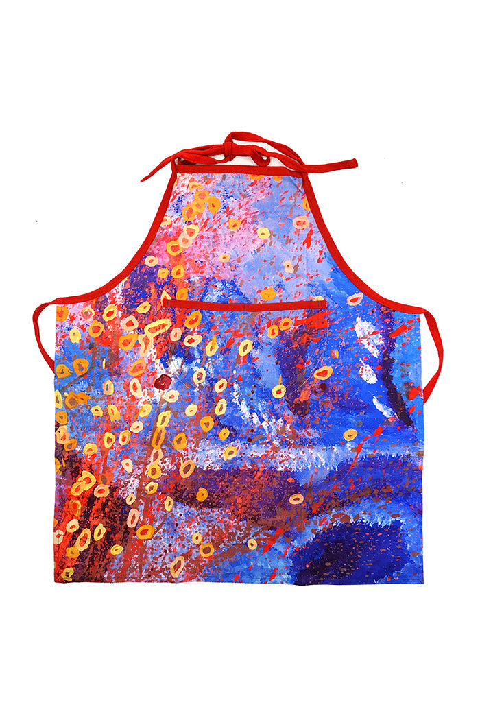 Nelson Cotton Apron (Red/Blue)