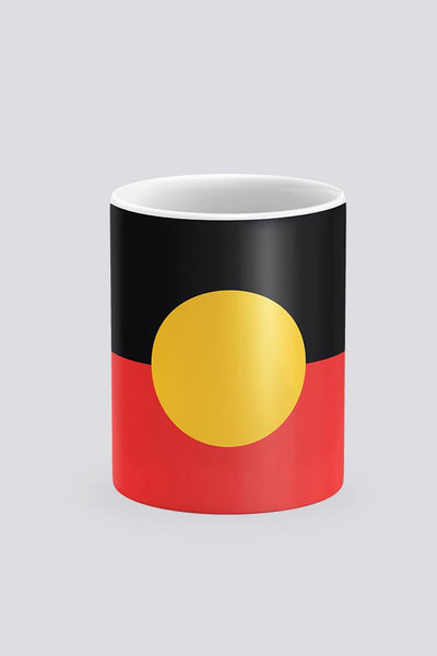 Aboriginal Art Kitchen Warehouse-"Raise the Flag" Aboriginal Flag (Full Print) Ceramic Coffee Mug-Yarn Marketplace