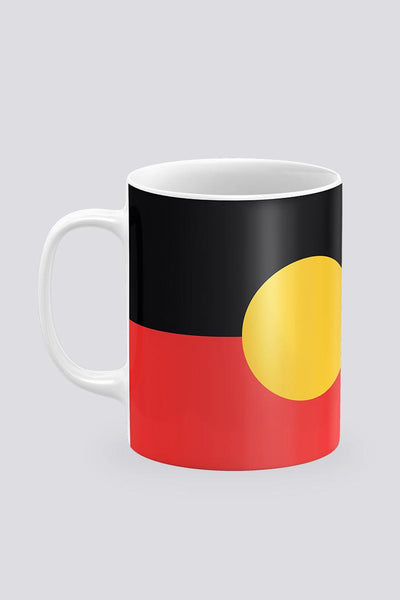 Aboriginal Art Kitchen Warehouse-"Raise the Flag" Aboriginal Flag (Full Print) Ceramic Coffee Mug-Yarn Marketplace