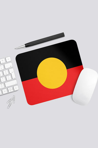 Aboriginal Art Office Supplies Stationery-"Raise the Flag" Aboriginal Flag Mouse Pad-Yarn Marketplace