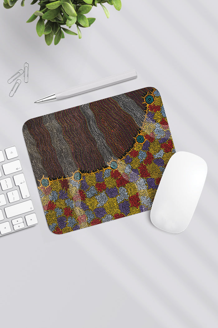 Aboriginal Art Office Supplies Stationery-Napaljarri-warnu Jukurrpa Mouse Pad-Yarn Marketplace