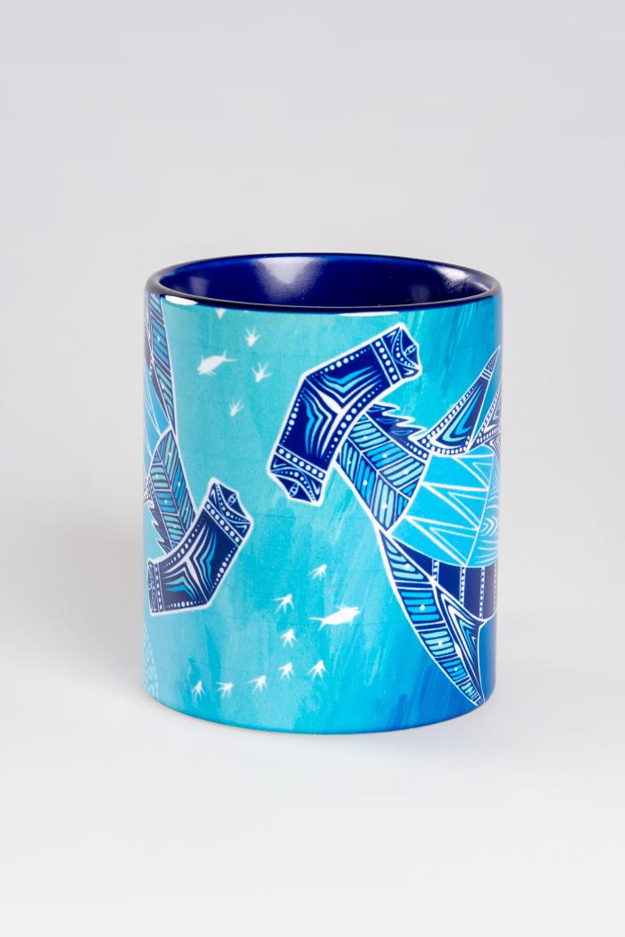 Aboriginal Art Kitchen Warehouse-Hammerhead School Ceramic Coffee Mug-Yarn Marketplace