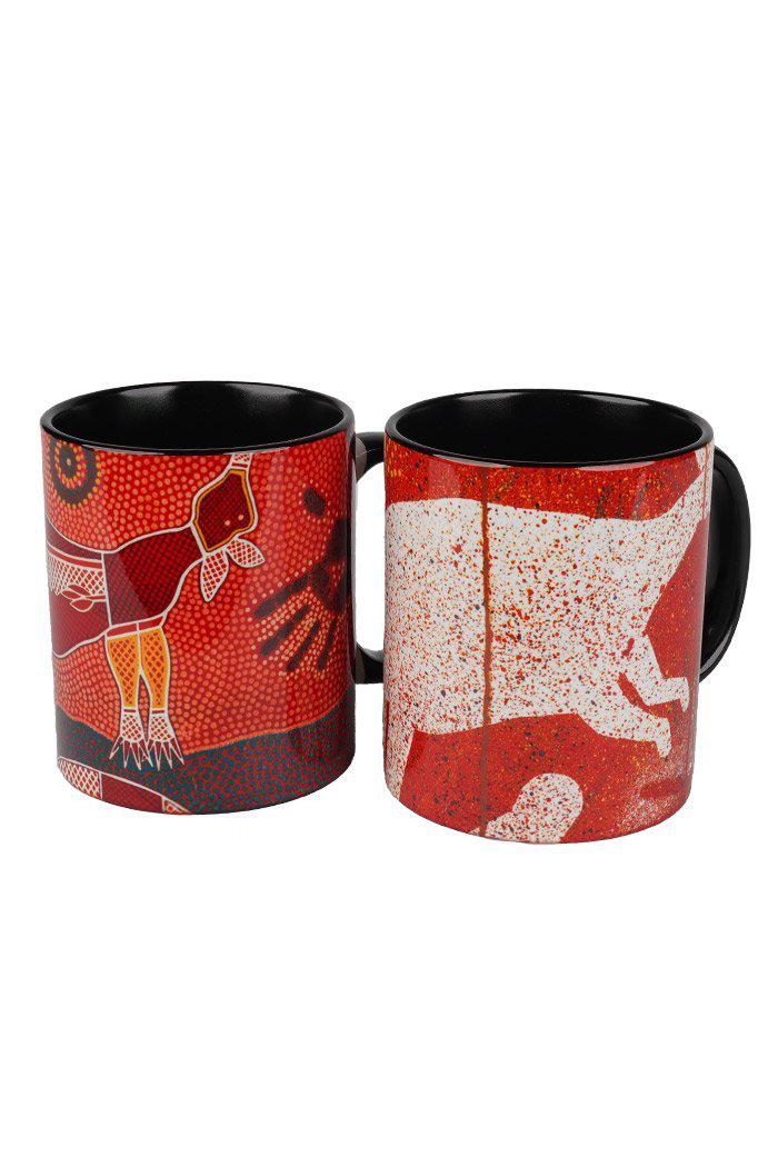 Aboriginal Art Kitchen Warehouse-David Hudson Ceramic Coffee Mug Collection (2 Pack)-Yarn Marketplace