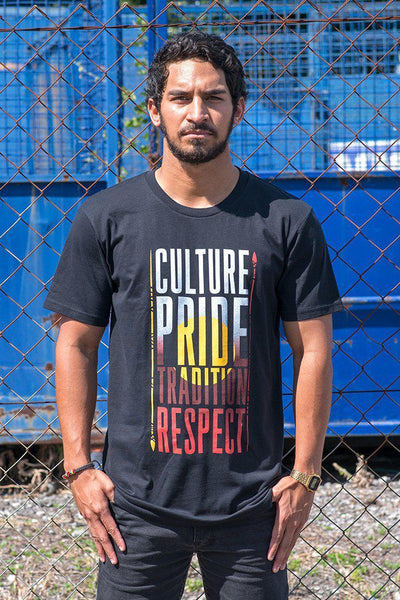 Aboriginal Art Clothing-Culture Pride Black Cotton Crew Neck Men's T-Shirt-Yarn Marketplace