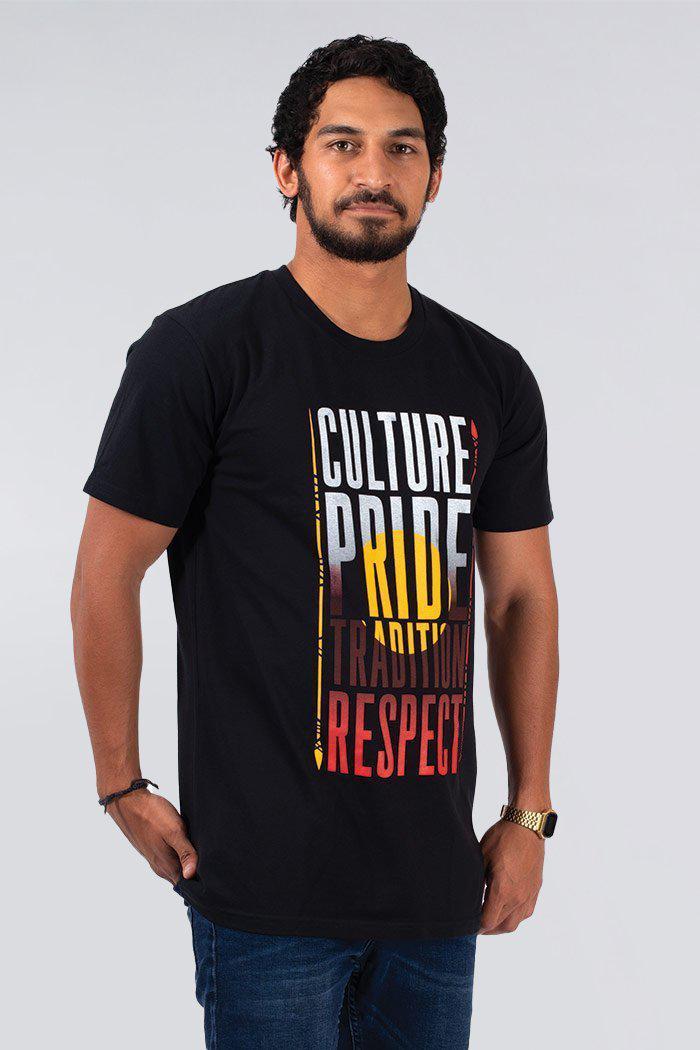 Aboriginal Art Clothing-Culture Pride Black Cotton Crew Neck Men's T-Shirt-Yarn Marketplace