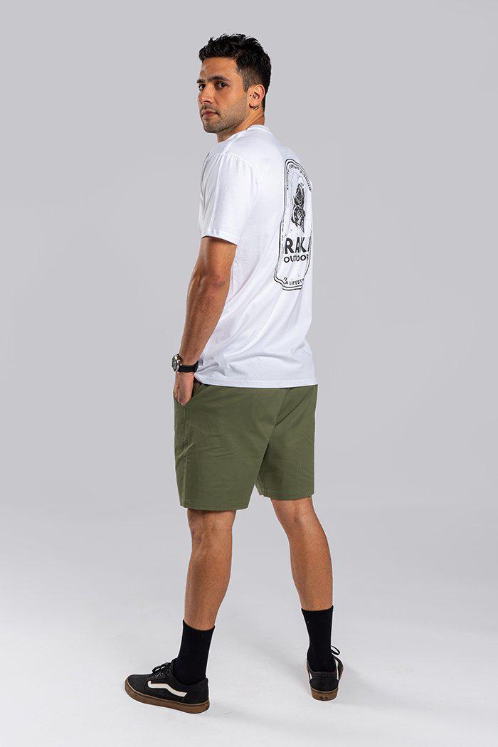 Aboriginal Art Clothing-Traka Barra White Cotton Crew Neck Men's T-Shirt-Yarn Marketplace