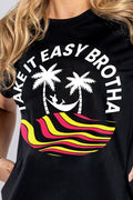 Aboriginal Art Clothing-Easy Brotha Black Cotton Crew Neck Women's T-Shirt-Yarn Marketplace