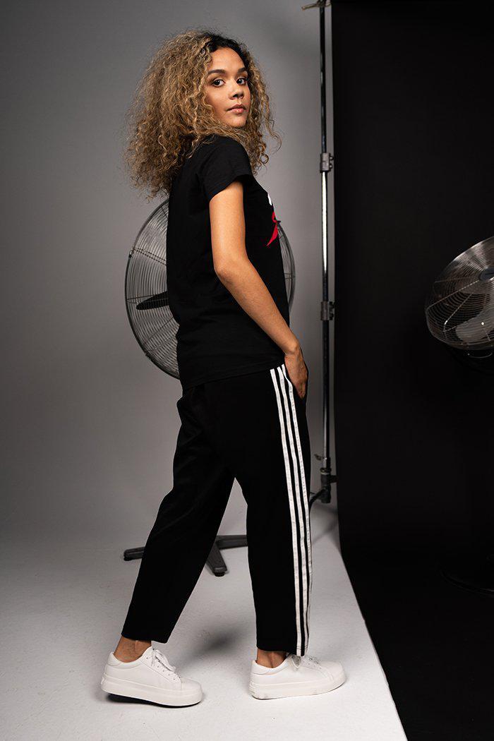 Aboriginal Art Clothing-Warrior Spirit Black Cotton Crew Neck Women's T-Shirt-Yarn Marketplace