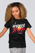 Aboriginal Art Clothing-Warrior Spirit Black Cotton Crew Neck Women's T-Shirt-Yarn Marketplace