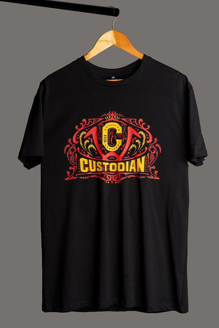 Aboriginal Art Clothing-Vintage Custodian Classic Black Cotton Crew Neck Unisex T-Shirt-Yarn Marketplace