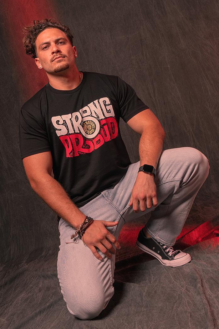 Aboriginal Art Clothing-Vintage Strong & Proud Classic Black Cotton Crew Neck Unisex T-Shirt-Yarn Marketplace