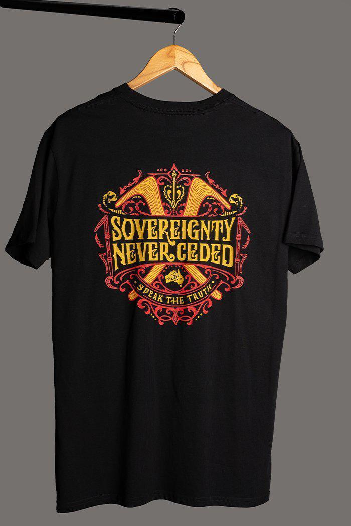 Aboriginal Art Clothing-Vintage Speak The Truth Classic Black Cotton Crew Neck Unisex T-Shirt-Yarn Marketplace