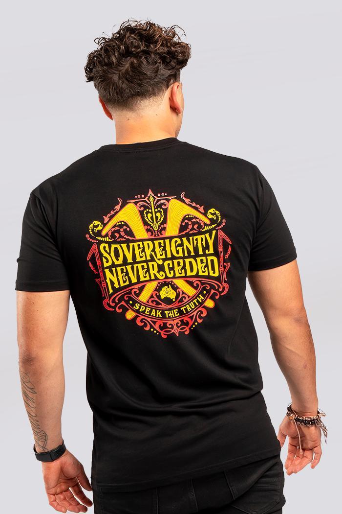 Aboriginal Art Clothing-Vintage Speak The Truth Classic Black Cotton Crew Neck Unisex T-Shirt-Yarn Marketplace