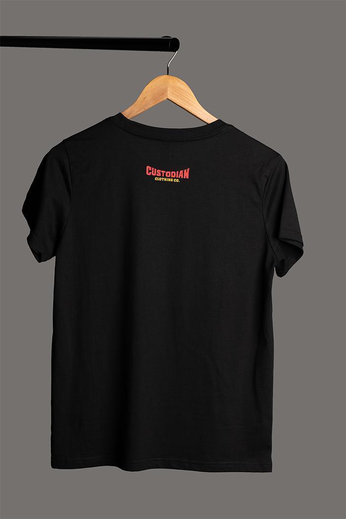 Aboriginal Art Clothing-Vintage Custodian Classic Black Cotton Crew Neck Women's T-Shirt-Yarn Marketplace