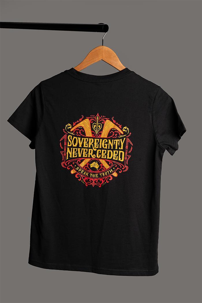 Aboriginal Art Clothing-Vintage Speak The Truth Classic Black Cotton Crew Neck Women's T-Shirt-Yarn Marketplace