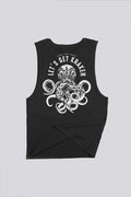 Aboriginal Art Clothing-Kraken Black Men's Cotton Muscle Tank Top-Yarn Marketplace