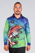 Aboriginal Art Clothing-Coral Trout Dreams Recycled Unisex Long Sleeve Polo Shirt-Yarn Marketplace