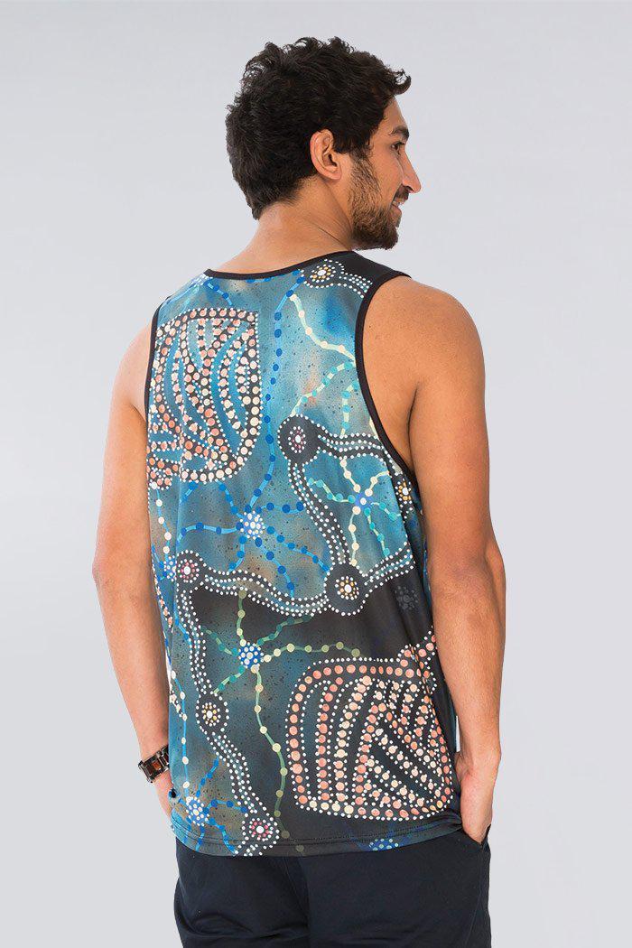 Aboriginal Art Clothing-Bang-Gujin Men's Singlet-Yarn Marketplace