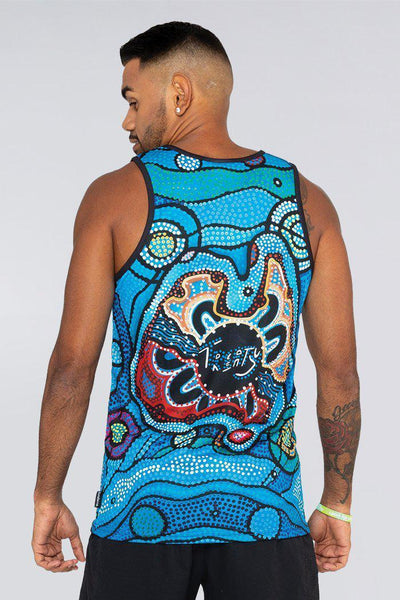 Aboriginal Art Clothing-First Nation Voice Men's Singlet-Yarn Marketplace