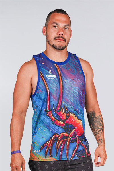 Aboriginal Art Clothing-Rock Lobster Dreams Recycled Men's Singlet-Yarn Marketplace