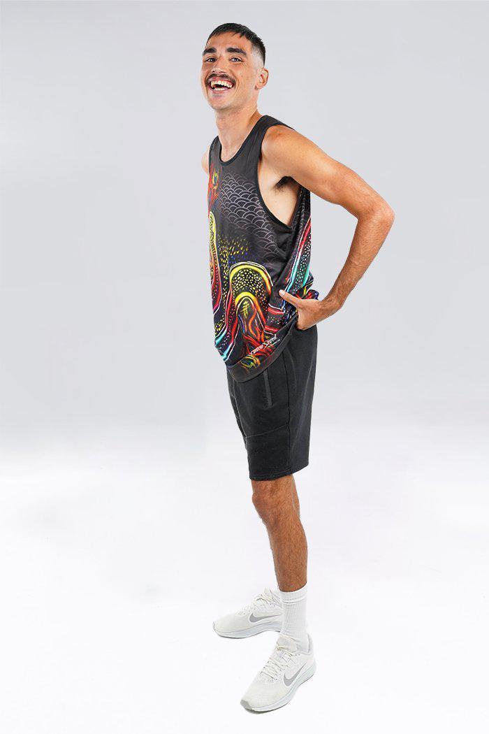 Aboriginal Art Clothing-Rainbow Serpent OG Men's Singlet-Yarn Marketplace