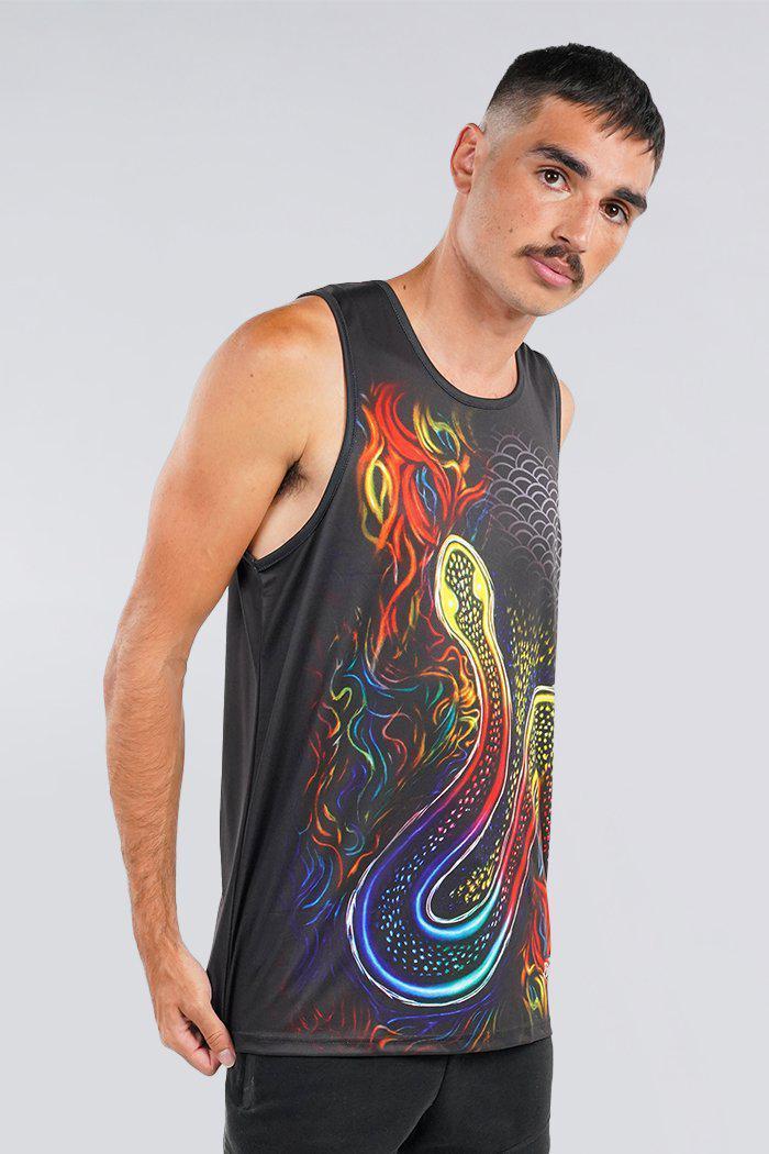 Aboriginal Art Clothing-Rainbow Serpent OG Men's Singlet-Yarn Marketplace