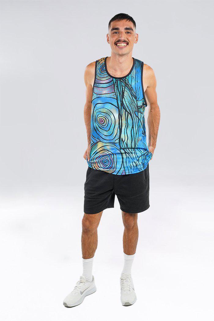 Aboriginal Art Clothing-Yalingbila Balgany Men's Singlet-Yarn Marketplace