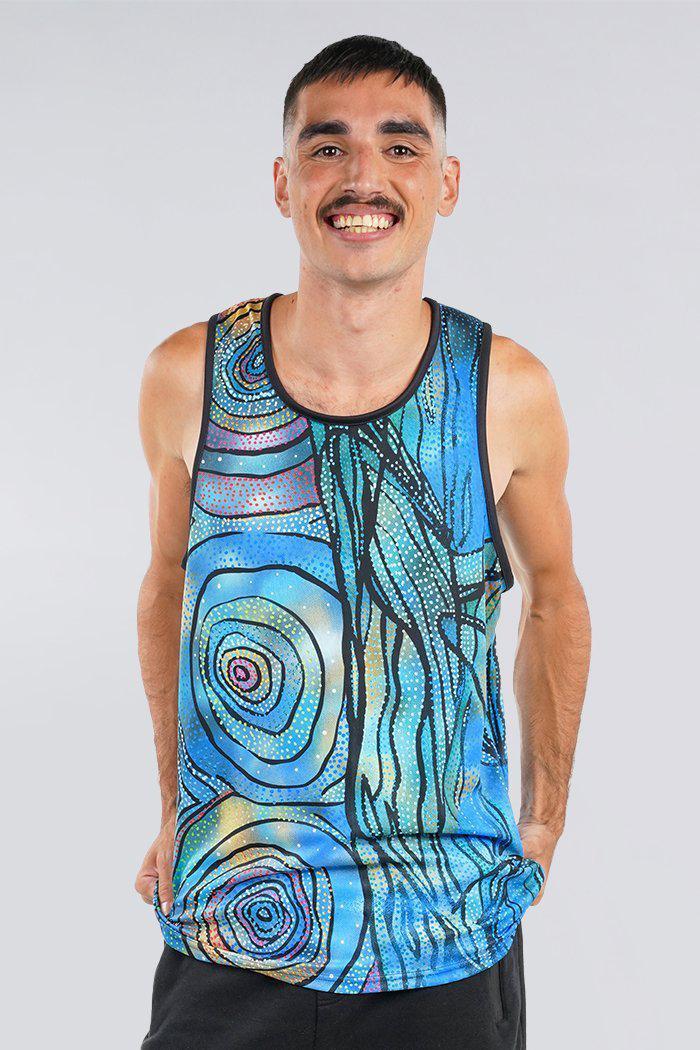 Aboriginal Art Clothing-Yalingbila Balgany Men's Singlet-Yarn Marketplace