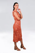 Aboriginal Art Clothing-Lappi Lappi V Neck Women's Midi Dress-Yarn Marketplace