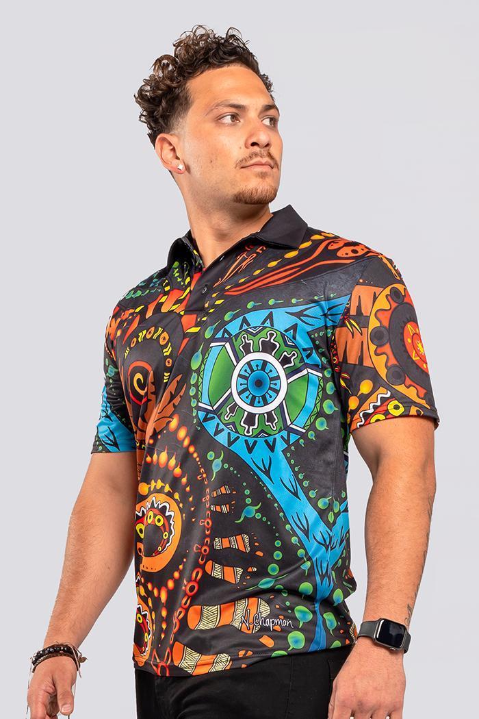 Aboriginal Art Clothing-Cultural Healing Recycled Unisex Polo Shirt-Yarn Marketplace