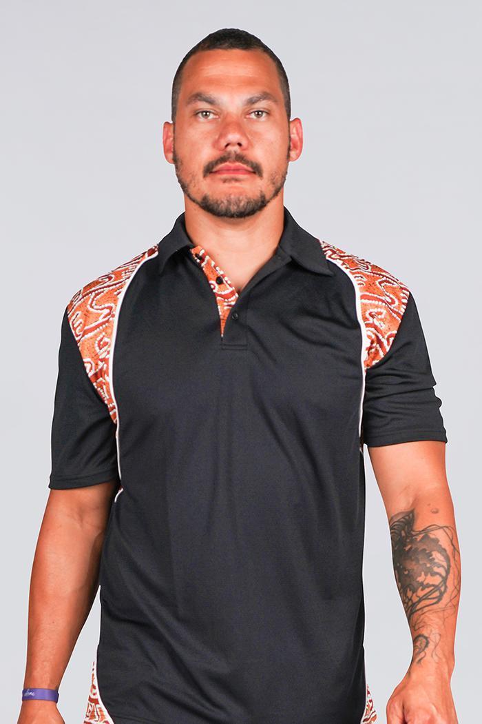 Aboriginal Art Clothing-Jaganpa Dreaming UPF 50 Bamboo Contrast Unisex Polo Shirt-Yarn Marketplace