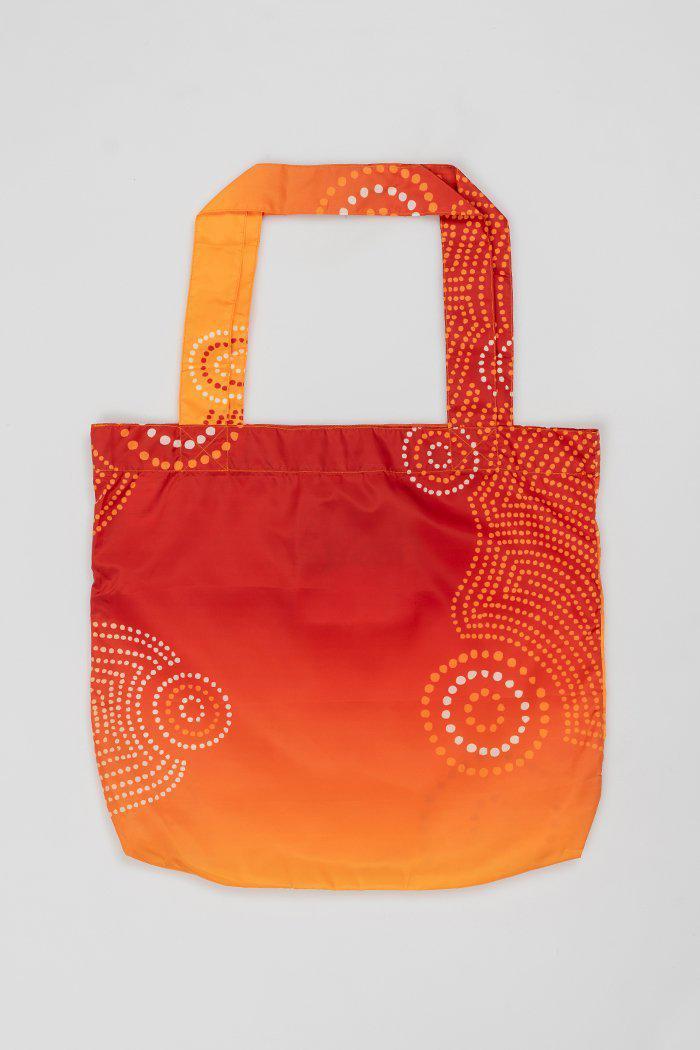 Aboriginal Art Australia-Communities Ochre Fold-Up Reusable Shopping Bag-Yarn Marketplace