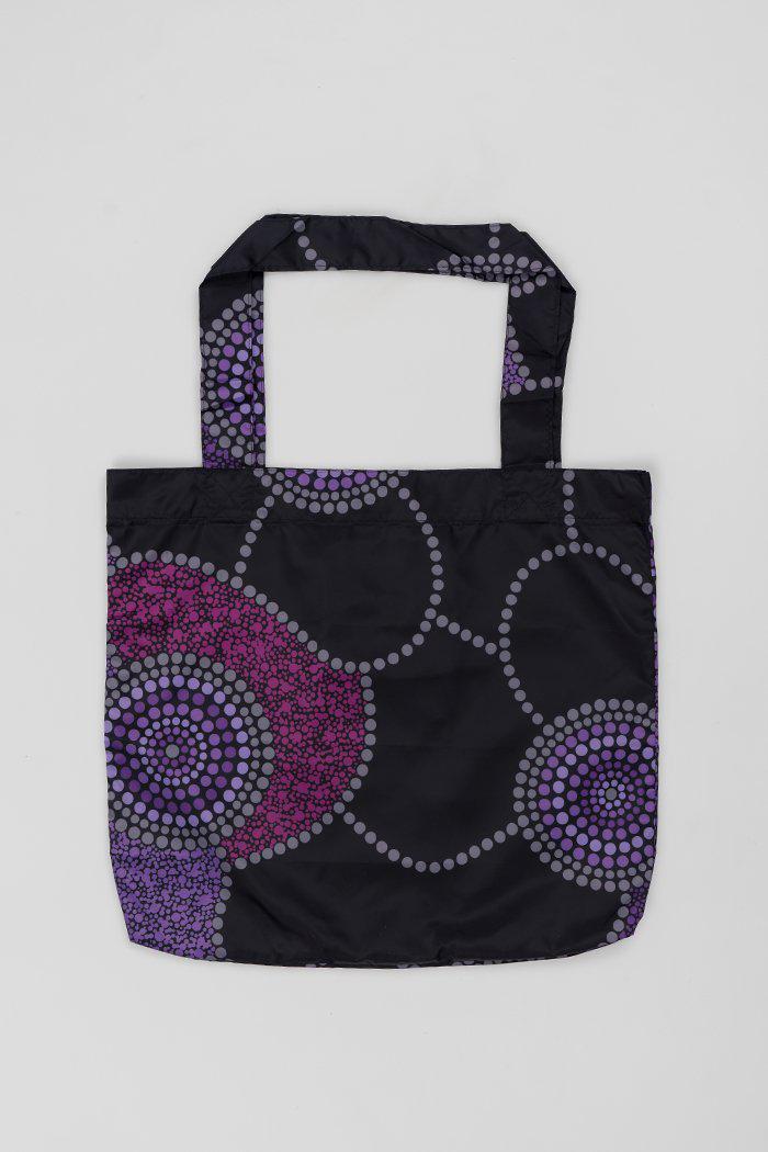 Aboriginal Art Australia-Community Unity Purple Fold-Up Reusable Shopping Bag-Yarn Marketplace