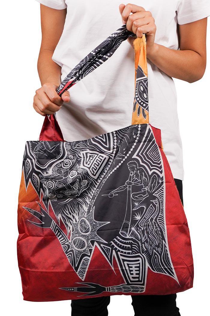 Aboriginal Art Australia-Emu Fold-Up Reusable Shopping Bag-Yarn Marketplace