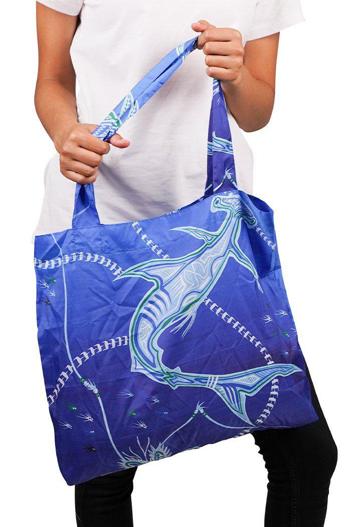 Aboriginal Art Australia-Lagaw Reef Fold-Up Reusable Shopping Bag-Yarn Marketplace