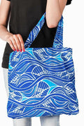 Aboriginal Art Australia-Ocean Song Fold-Up Reusable Shopping Bag-Yarn Marketplace
