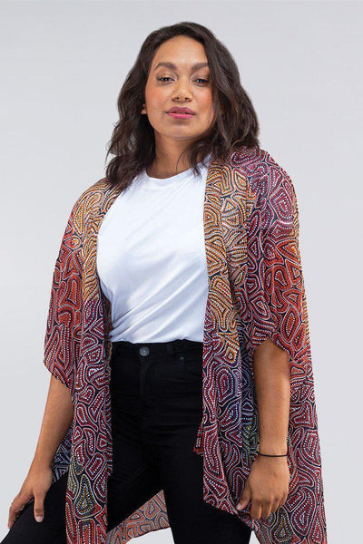 Aboriginal Art Designer Australia-Our Many Tribes Chiffon Shawl-Yarn Marketplace