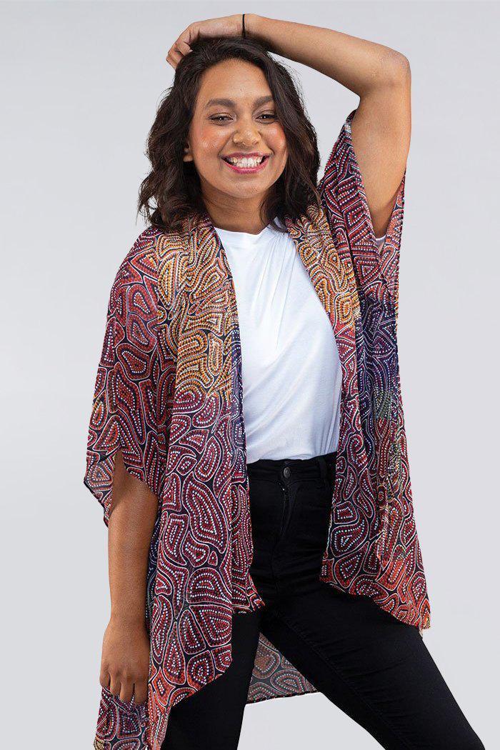 Aboriginal Art Designer Australia-Our Many Tribes Chiffon Shawl-Yarn Marketplace