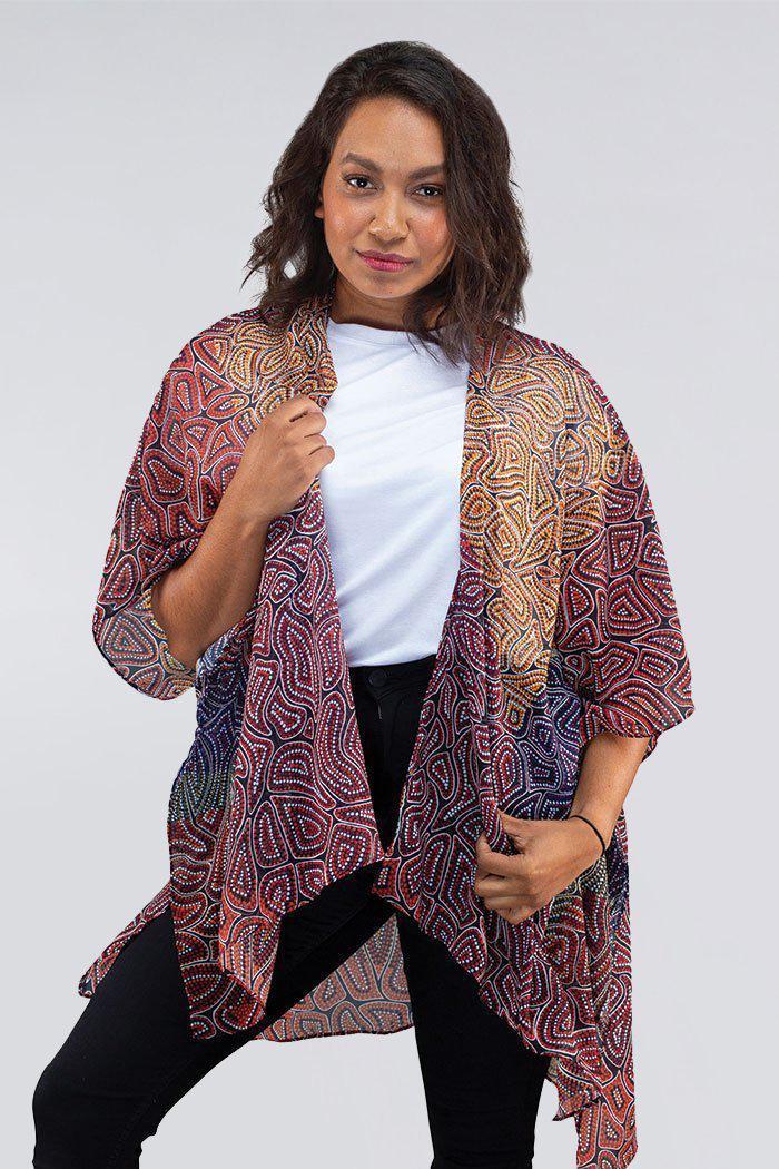 Aboriginal Art Designer Australia-Our Many Tribes Chiffon Shawl-Yarn Marketplace