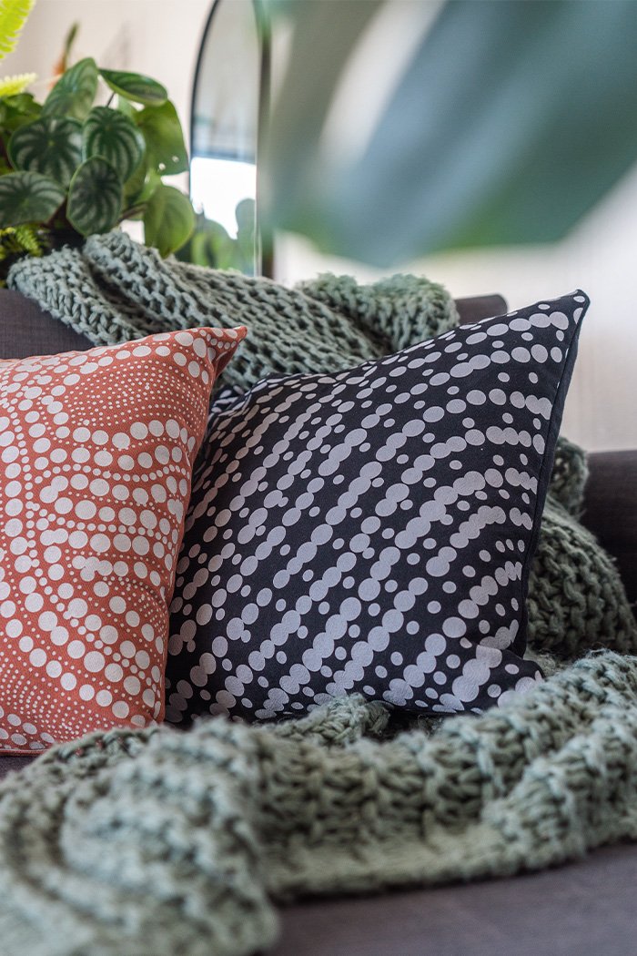 Aboriginal Art Home Decor-Ancestral Dreaming Linen/Cotton Cushion Cover 40x40 cm-Yarn Marketplace