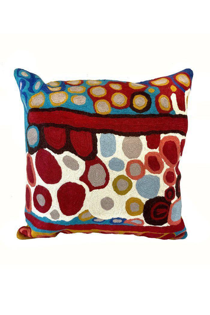 Aboriginal Art Home Decor-Brown Wool Cushion Cover (Cream) 40x40 cm-Yarn Marketplace