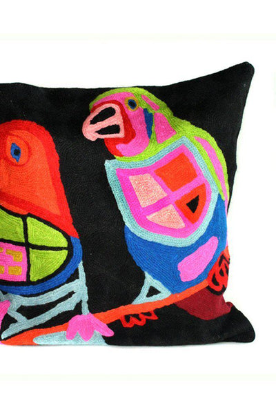 Aboriginal Art Home Decor-Barnes Wool Cushion Cover (Finches) 40x40 cm-Yarn Marketplace