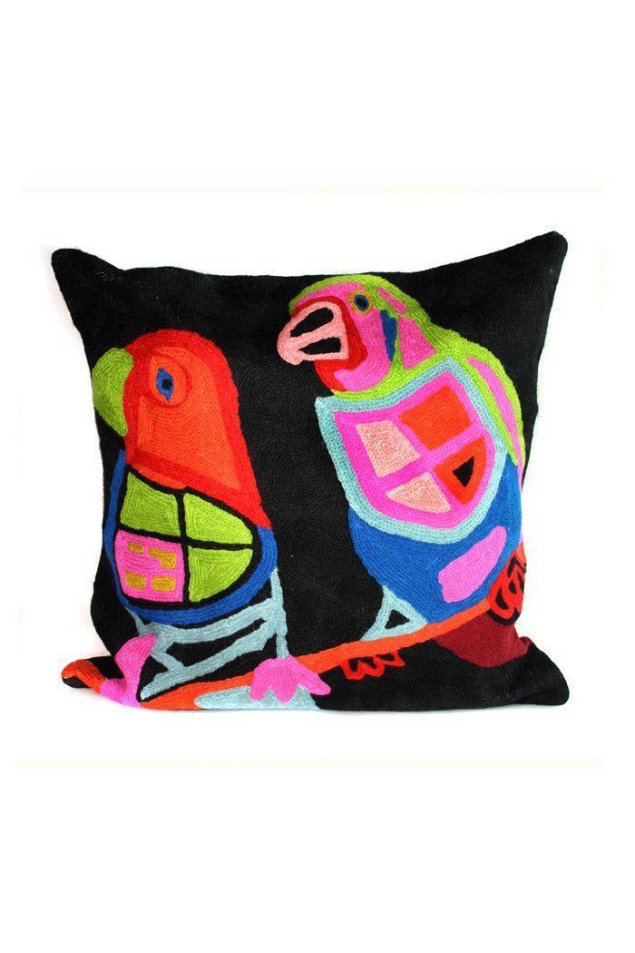 Aboriginal Art Home Decor-Barnes Wool Cushion Cover (Finches) 40x40 cm-Yarn Marketplace