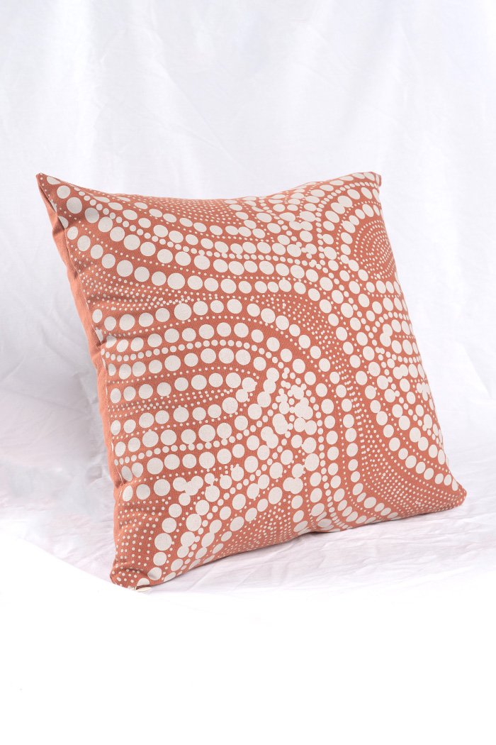 Aboriginal Art Home Decor-Jaralypari Lukarrara Linen/Cotton Cushion Cover 40x40 cm-Yarn Marketplace