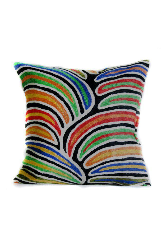 Aboriginal Art Home Decor-Lewis Wool Cushion Cover (Karlangu - Green/Red) 40x40 cm-Yarn Marketplace